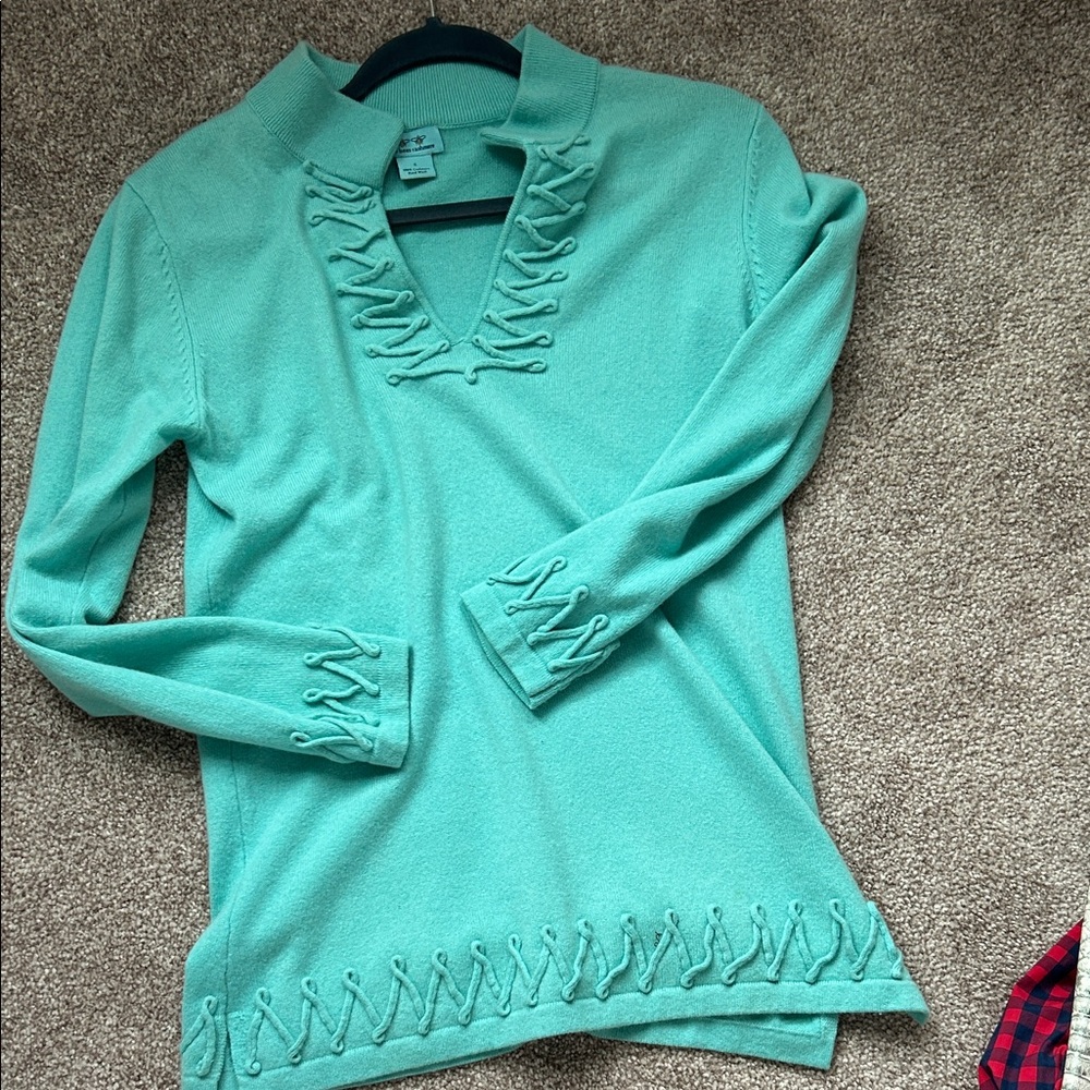 Mint Green Lace-Up Women's Sweater
